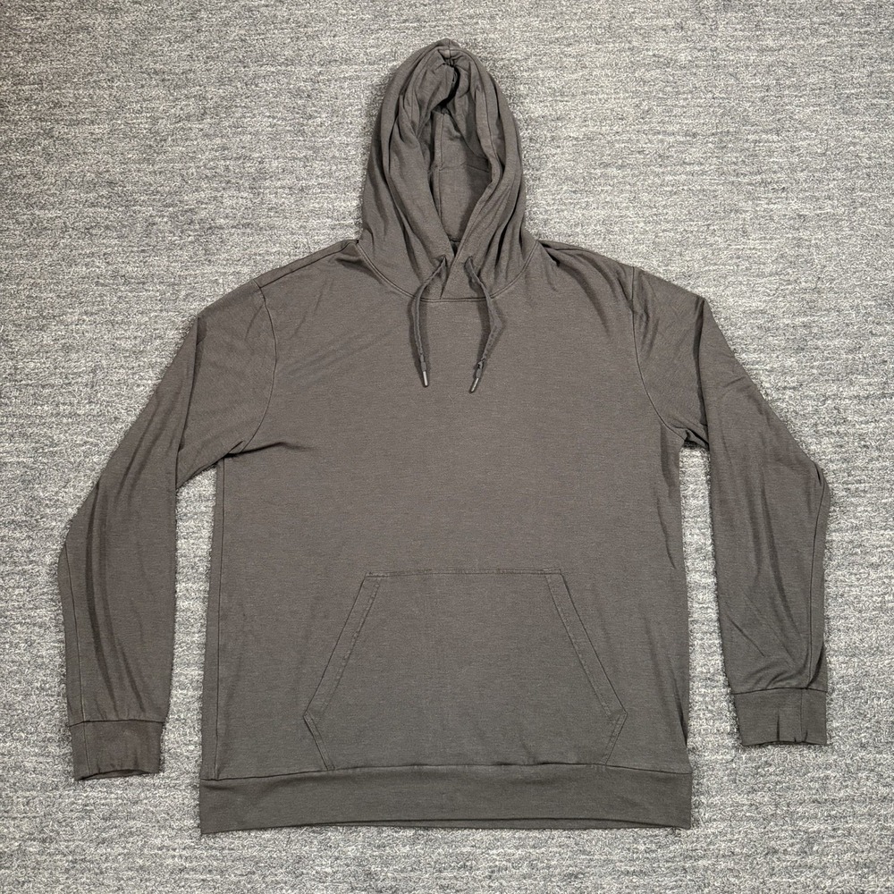 Cozy Earth Hoodie Men Large Gray Performance Bamboo Sweatshirt Lounge Jersey